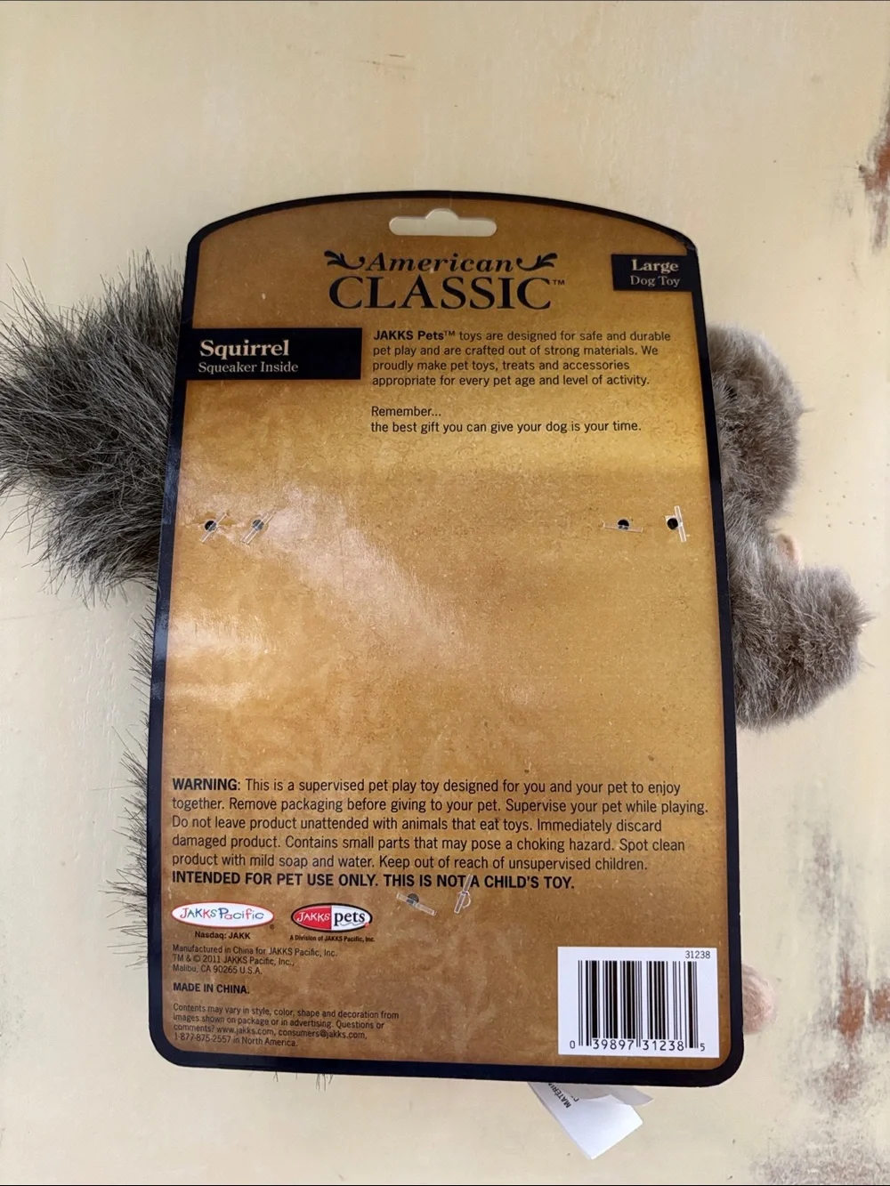 American Classic Large Dog Squeaky Fuzzy gray Squirrel Toy NEW in Package